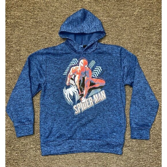 Marvel - Boys Blue Spider Man Hoodie Sz Lg - Picture 4 of 7
